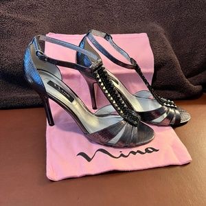 Nina gunmetal exotic high heel shoes